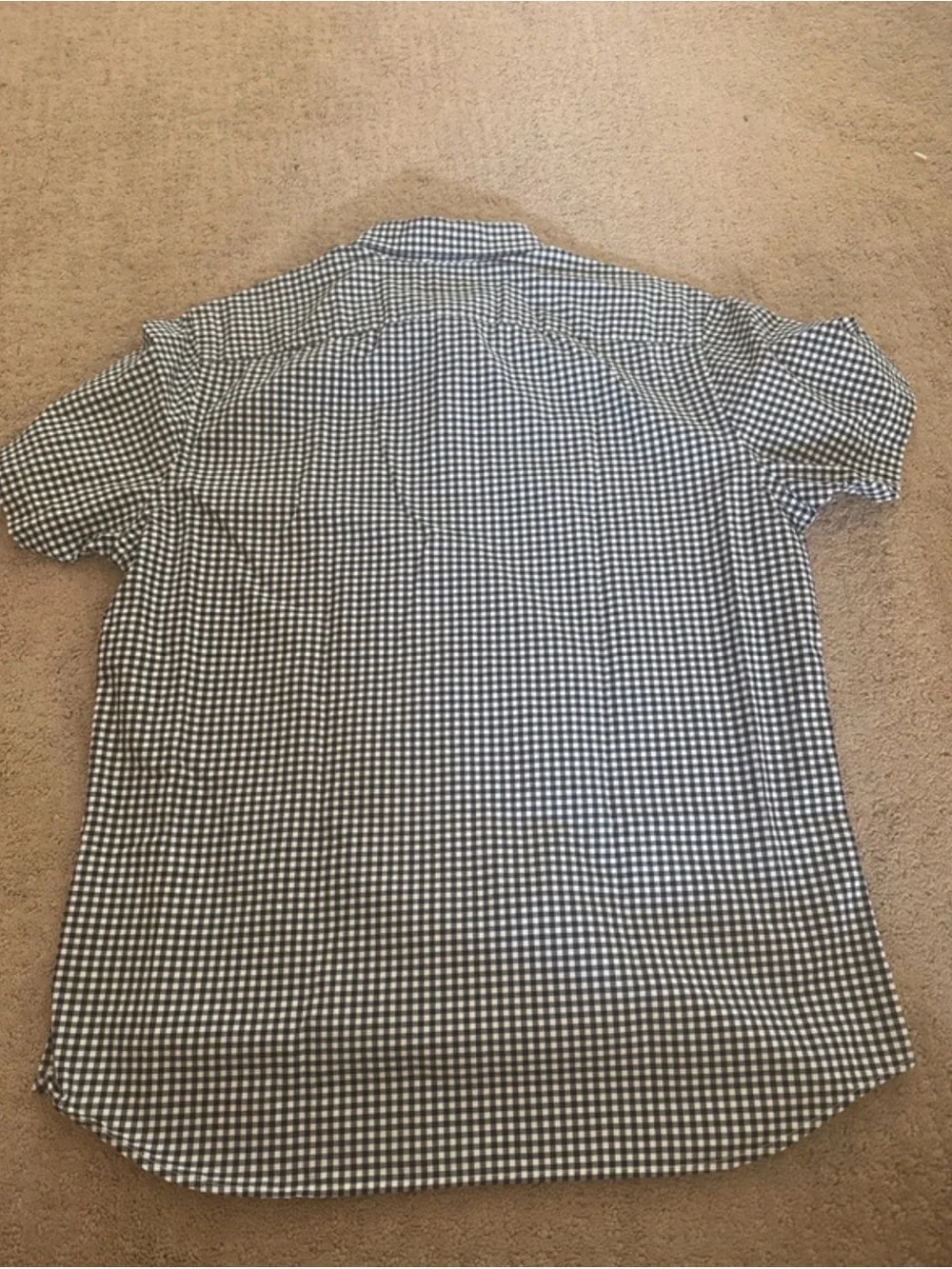 Gingham Short-Sleeve Button-Down Shirt - Navy/White Size L Slim Fit